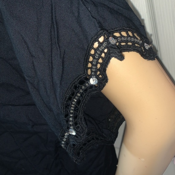 Vintage Hibis Black with beads Sequins cut outs top NWT S - Picture 4 of 10